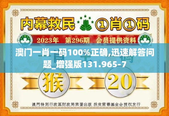 澳门一肖一码100%正确,迅速解答问题_增强版131.965-7