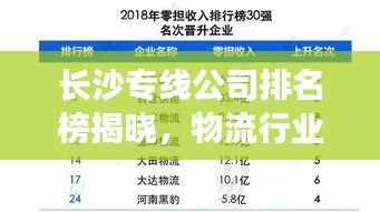 长沙专线公司排名榜揭晓,物流行业佼佼者一览表!